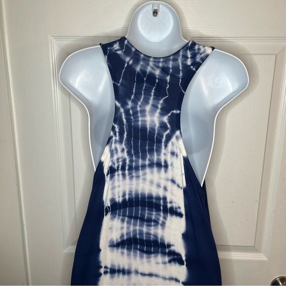 Young Fabulous & Broke Tie Dye Racerback Draped Armholes Maxi Dress Blue M NWT - Picture 5 of 8
